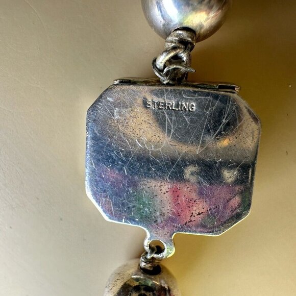 VTG Necklace Sterling Silver Onyx Graduated Ball Beads Tongue Clasp 107.7g 24" - Picture 4 of 7
